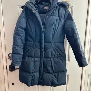 Women's Navy Puffer Jacket with Hood